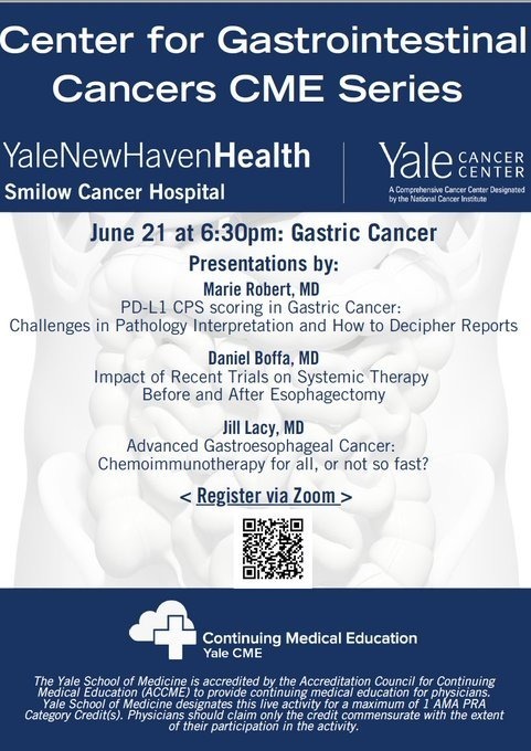 DocMeetingsCRS (@docmeetings_crs) on Twitter photo Center for Gastrointestinal Cancers CME Series
<a href="/YaleMed/">Yale School of Medicine</a> - Yale School of Medicine
6/21/22, 6:30 PM UTC -5
Marie Robert
<a href="/DanielBoffa/">Daniel Boffa</a>
Jill Lacy
docmeetings.com/events/a9b417d…
#webinar #webinars #médico #médica #oncology #oncologia Center for Gastrointestinal Cancers CME Series
<a href="/YaleMed/">Yale School of Medicine</a> - Yale School of Medicine
6/21/22, 6:30 PM UTC -5
Marie Robert
<a href="/DanielBoffa/">Daniel Boffa</a>
Jill Lacy
docmeetings.com/events/a9b417d…
#webinar #webinars #médico #médica #oncology #oncologia