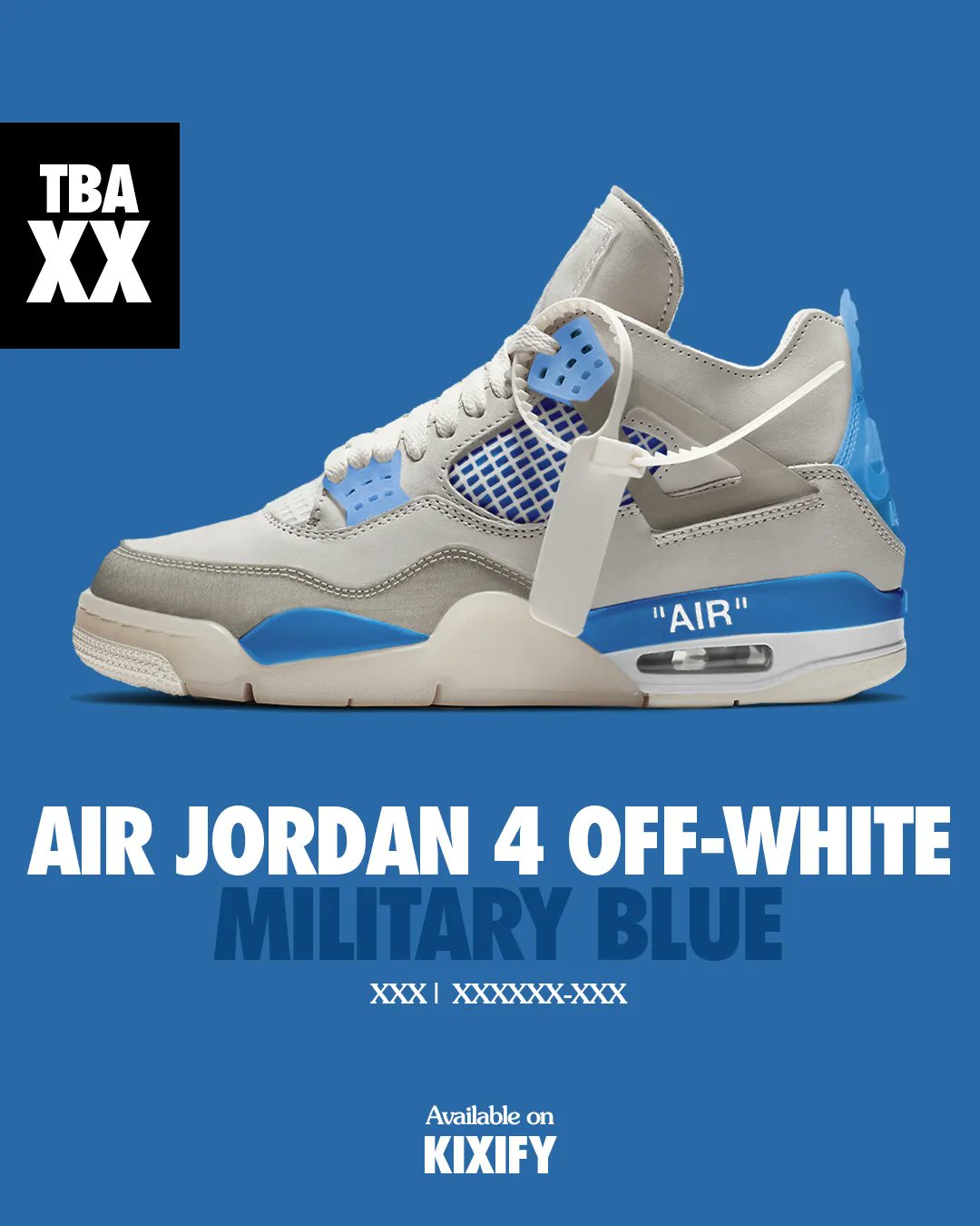 Off-White x Nike Air Jordan 4 Military Blue