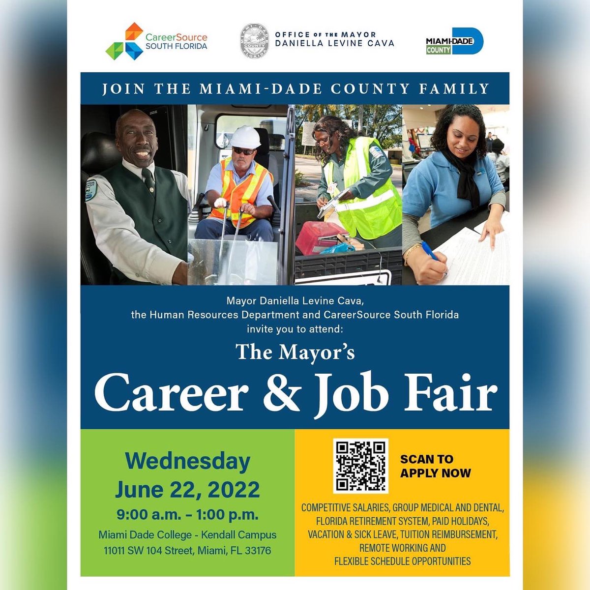 #MDCR will be on-site tomorrow, June 22nd, at the Mayor's Career Fair happening at Miami Dade College - Kendall Campus. Come see what exciting opportunities are in store for you to join our growing #MDCRFamily! Be sure not to miss us from 9am to 1pm. #miamijobs #careersearch