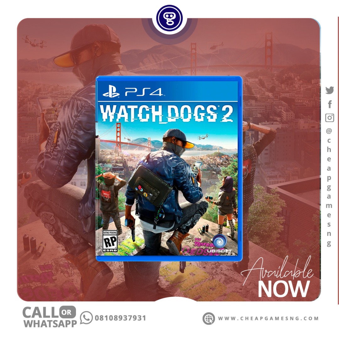 cheapgamesng's tweet photo. Ignite the rebel in you and break the rules - for the lulz, for what’s right, and most importantly, because you can in Watch Dogs 2. 

Buy Watch Dogs 2 PS4 on https://t.co/3Zb3CCwsCJ 

#cheapgamesng #watchdogsps4 #ps4games #buyps4games #videogamestore https://t.co/nfmQTf2k8Z