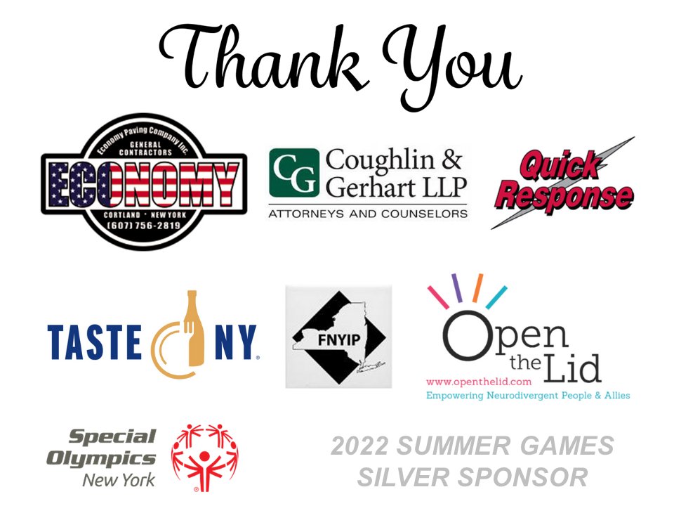 Many thanks to our Summer Games Silver Sponsors! Economy Paving Company, <a href="/CoughlinGerhart/">Coughlin & Gerhart, LLP</a>, Quick Response, <a href="/tasteny/">Taste NY</a>, Federation of New York Insurance Professionals, and Open the Lid, you are all #GameChangers! 🥈