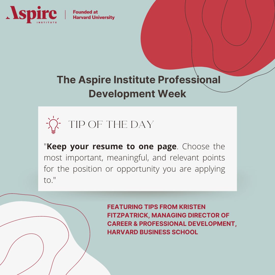 aspire_leaders's tweet image. Welcome to the Aspire Institute #ProfessionalDevelopmentWeek! 4 Days, 4 Tips. Featuring advice from the Aspire Professional Development Workshop with Kristen Fitzpatrick, @HarvardHBS.

Make sure to follow us and check out our website to learn more: aspireleaders.org.