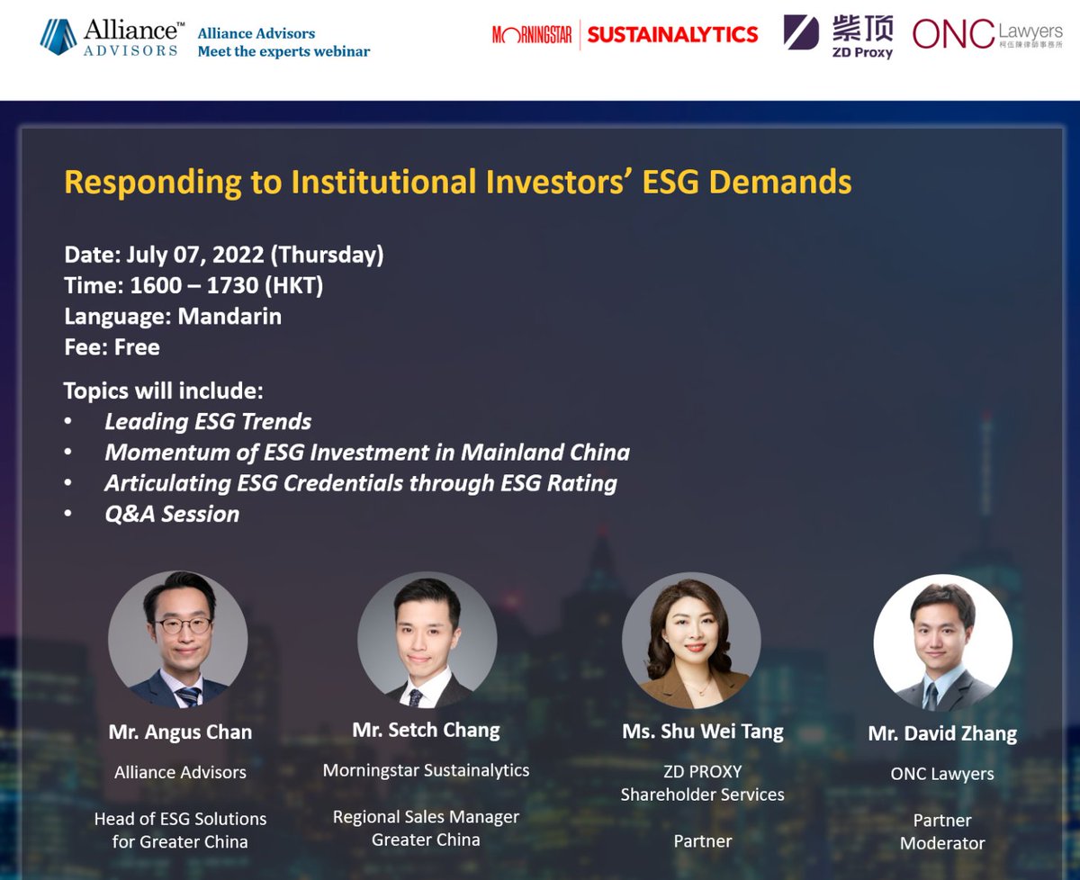 AllianceProxy's tweet photo. Don't forget to register for our upcoming webinar on July 07 and stay up to date with ESG’s Latest Trends  

https://t.co/T8KDNmehIT

#esginvesting #esgstrategy #esgratings #webinar https://t.co/fec0mXxhKq