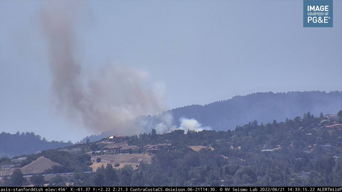 CAFireScanner's tweet photo. #EdgewoodFire near Emerald Hills, San Mateo Co: possibly multiple fires on the hillside, moving up hill towards houses, 2nd full response requested. Sending resources to Edgewood Rd &amp; Crestview Dr on the north end + resources to #1 Colton Ct on the south end. CAL FIRE responding. https://t.co/2KQJZQjrwM