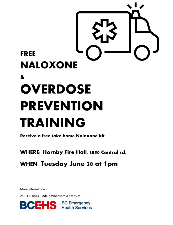 Excited to partner up with Community Paramedic Adele Woodyard to present a Naloxone training session at the Hornby Island Fire Hall. https://t.co/il1ebf6vVv