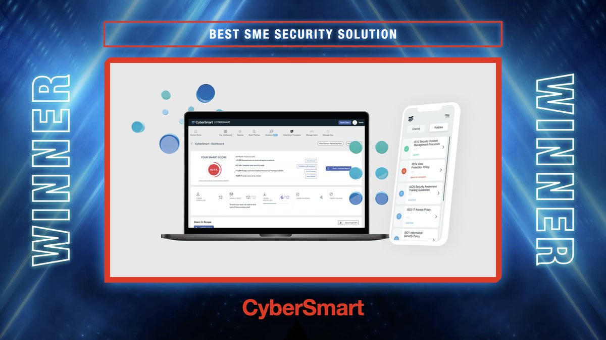 SC Media UK (@scmagazineuk) on Twitter photo Congratulations to: <a href="/CyberSmartUK/">CyberSmart</a>
For winning the #SCAwards Best SME Security solution category Congratulations to: <a href="/CyberSmartUK/">CyberSmart</a>
For winning the #SCAwards Best SME Security solution category