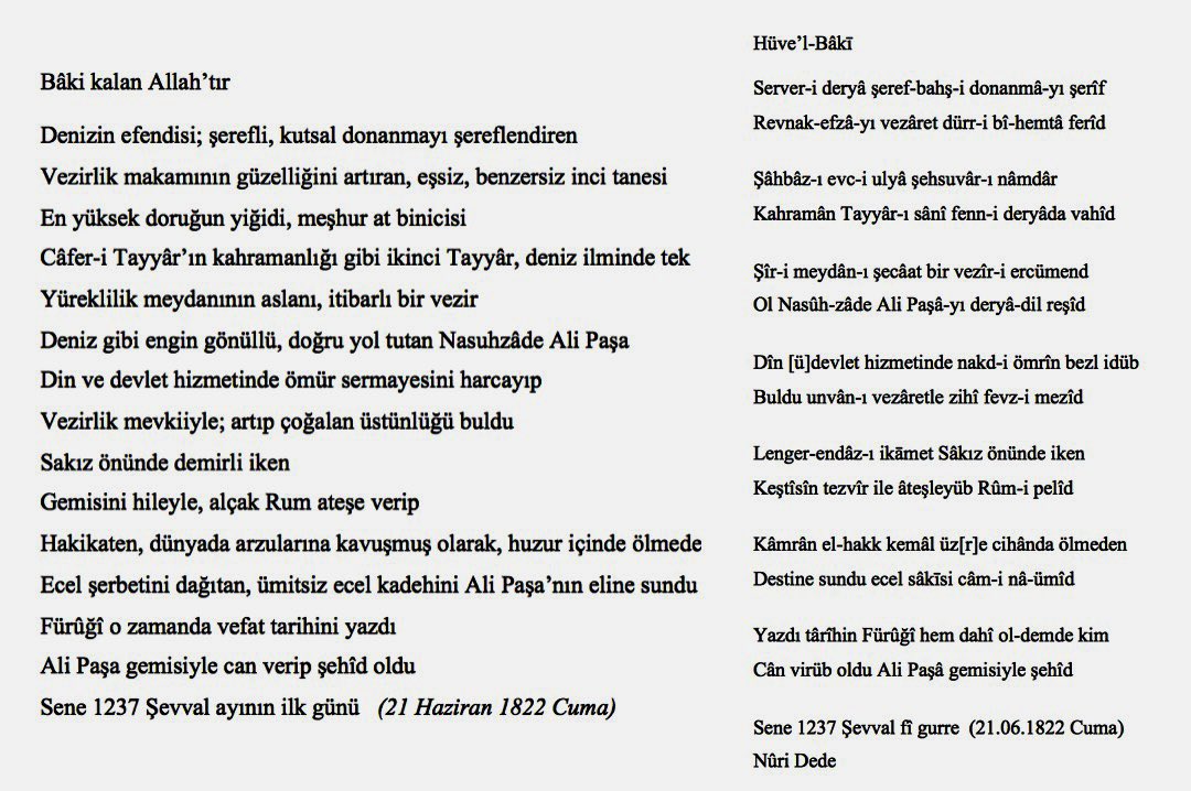 Tam 200 yıl önce bu gece, Büyükbabamın büyükbabasının babası, Sakız Adasında çıkan Rum isyanını bastıran Osmanlı İmp’nun Deniz Kuvvetleri Komutanı, Kaptan-ı Derya Nasuhzade Ali Paşa, Amiral Gemisi açıkta demirdeyken beklenmedik bir Rum Ateşi (ateşli kayık) saldırısında Şehit oldu