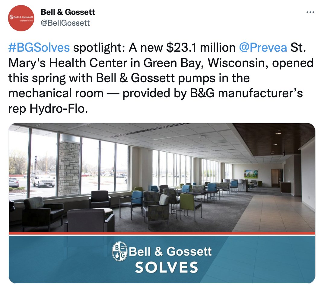 BellGossett's tweet photo. We want to see Bell & Gossett in the field! Tag your project photos with the hashtag #BGSolves for a chance to be featured on our page.
Check out some examples below! https://t.co/WuoQIe5tpH
