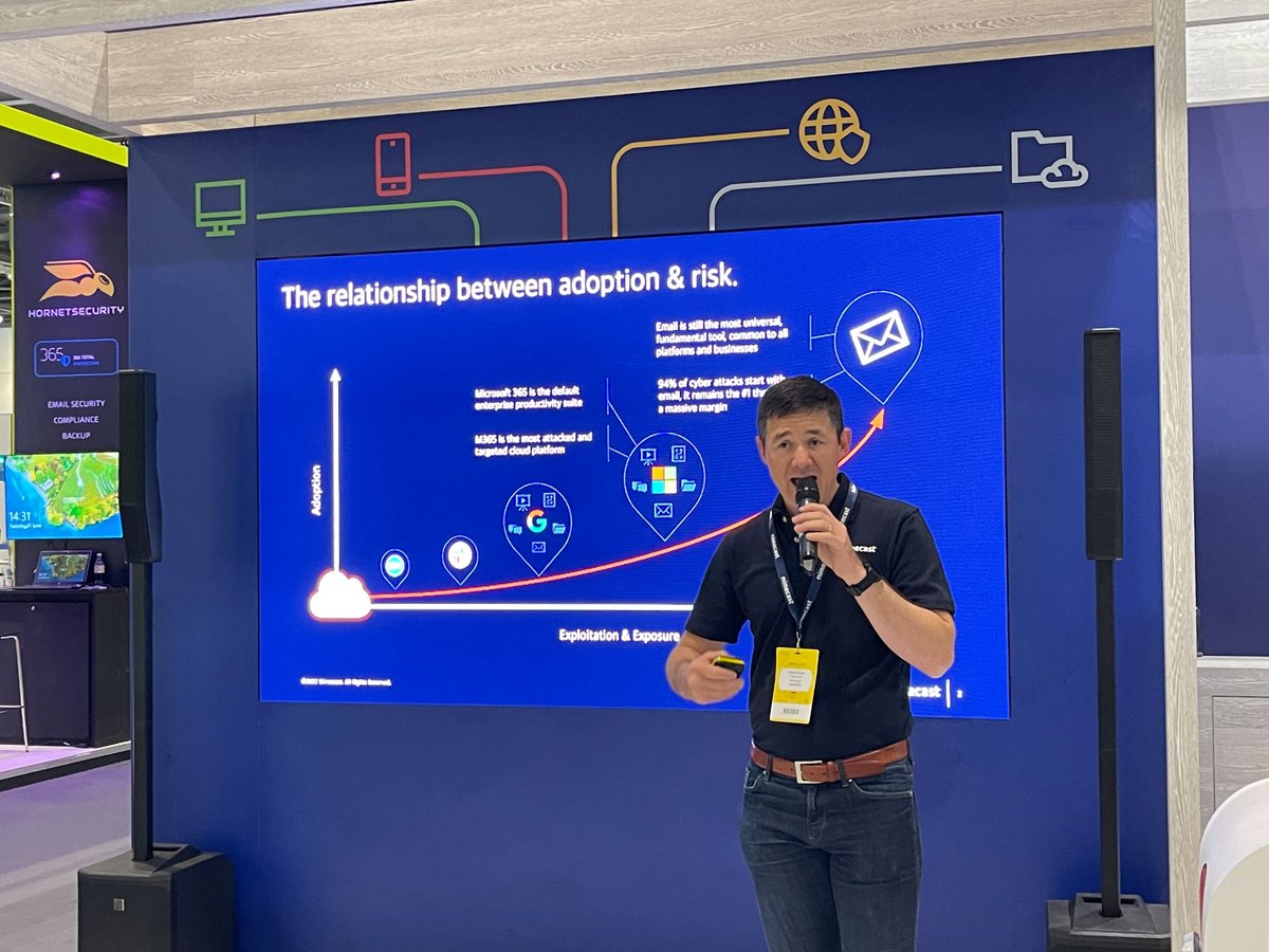 Mimecast's tweet image. Come for the drinks and swag, but stay for the integrated security discussions...or vice versa. 😉 Stop by Stand H40 @ #Infosecurity2022 to learn more!