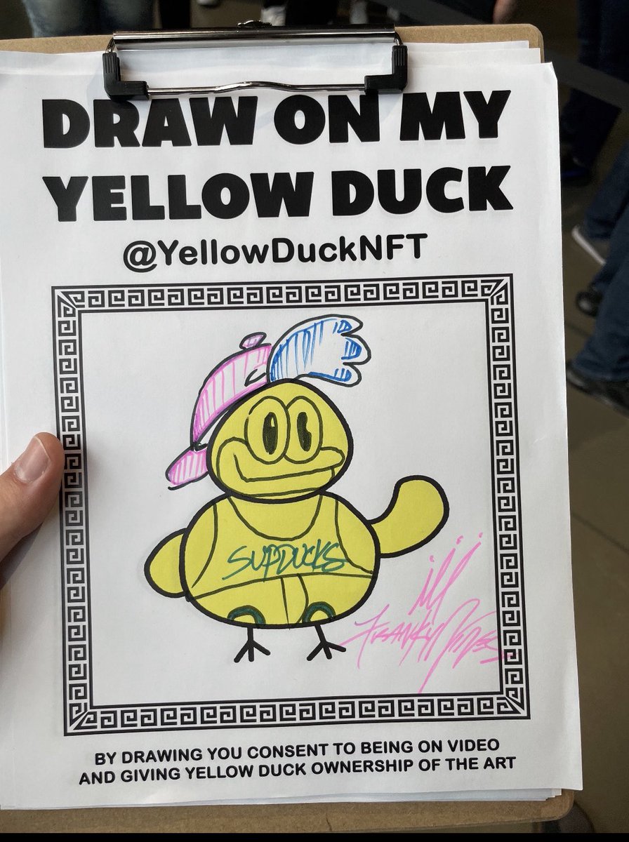 yellowducknft's tweet photo. A little surprise we’ve been keeping from ya… 

We’ve started to accumulate a fair amount of talented artists/celebrities to draw on the duck for our collection

Check out this masterpiece created by @frankyninss from @RealSupDucks 🧢🐥

The tip of the ice burg… Stay tuned 🔜 https://t.co/oH3R2zgthK