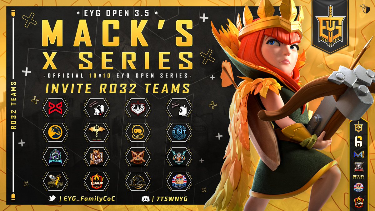 Mackenzro (@mackenzrogaming) on Twitter photo Here are the 16 invited teams joining the Mack X Series RO32. Join me at 3pm EST/8pm BST on Thurs as we draw the next round!
<a href="/KeepersAlliance/">Keepers Alliance</a> <a href="/war_hunters/">WarHunters Esports</a> <a href="/TeamNoChance_/">No Chance</a> <a href="/XTeamESport/">X Team Esports</a> Here are the 16 invited teams joining the Mack X Series RO32. Join me at 3pm EST/8pm BST on Thurs as we draw the next round!
<a href="/KeepersAlliance/">Keepers Alliance</a> <a href="/war_hunters/">WarHunters Esports</a> <a href="/TeamNoChance_/">No Chance</a> <a href="/XTeamESport/">X Team Esports</a>