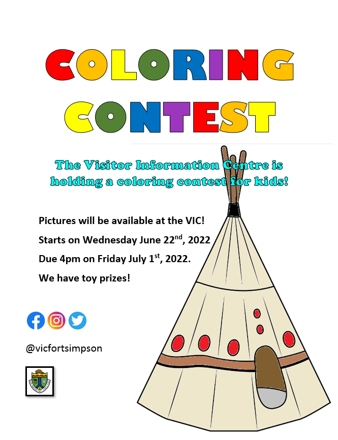 Coloring contest! Due July 1st, and photos are available at the VIC!