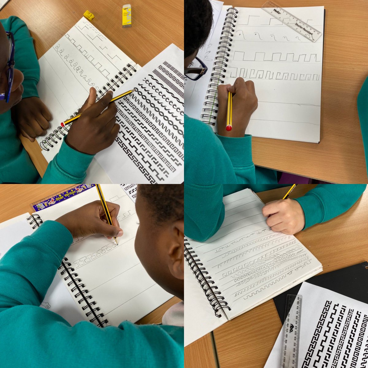 belindajohn71's tweet image. Our Greek themed art day is all about myths avd legends and Greek geometric patterns @StPeterPaulPri #inspired #greekdesign #medusa #sketchingskills