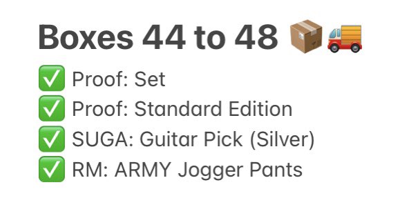 GAgorlsshop's tweet photo. Hello Bbs! 💜
#GGS_Updates 🚨 #GGS_SaanNaYou_DitoNaMe 🥰
Nasa PH na yung Boxes 44 to 48. Pls see pic for the list of all merch included in these boxes. Sunod sunod na silang dumadating 😅🤣 Pls let us know if may mga concerns sa payments. 

Thank you bbs!
- 🛒🐳🌟🌙🌻💎 https://t.co/14NfG6QRK6