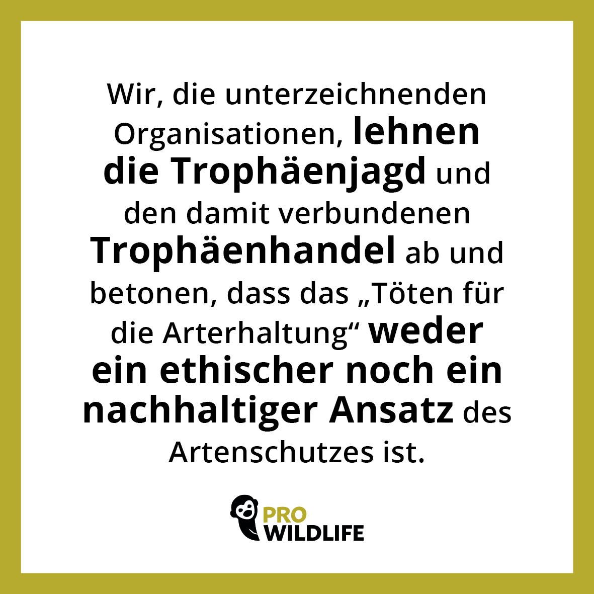prowildlife's tweet image. Weltweiter Appell gegen #Trophäenjagd! 

Die Trophäenjagd gehört zu den schlimmsten Formen der Ausbeutung von Wildtieren und ist weder ethisch vertretbar noch nachhaltig.

Einfuhrverbote sind notwendig!

#bantrophyhunting #trophyhuntingisnotconservation #worthmorealive