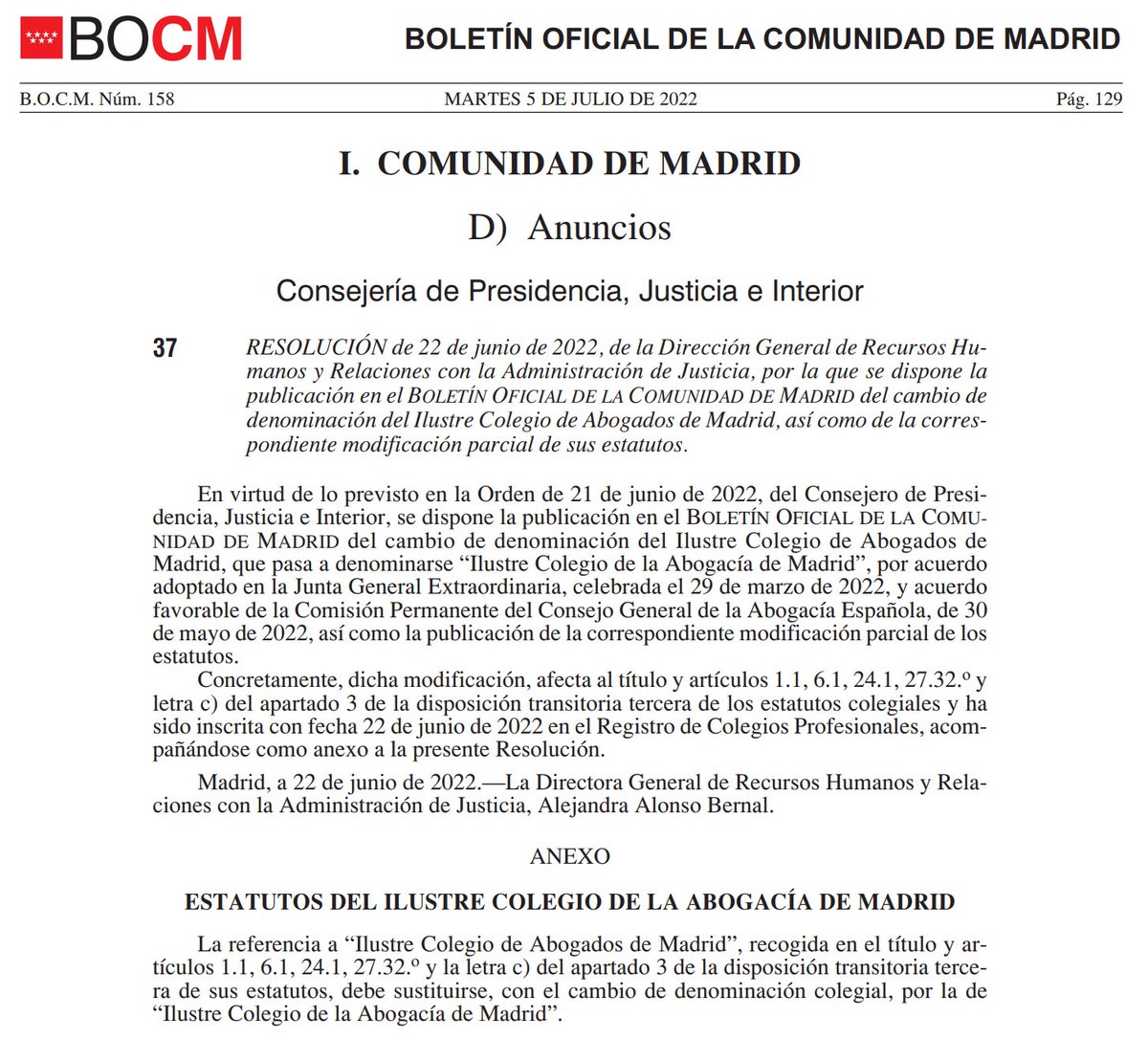 Ya es oficial. El @icam_es pasa de ser el Ilustre Colegio de ABOGADOS de Madrid a ser el Ilustre Colegio de la ABOGACÍA de Madrid. Gracias a todas las compañeras que han luchado por hacer esto posible y muy en particular al Área de la Mujer de @AlaAbog