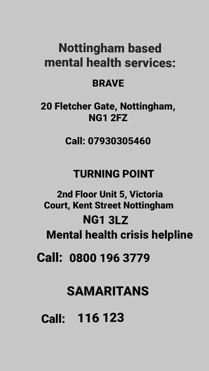 UPDATE on Clara 🙌

Thank you all for your support ❤
[We've listed some fantastic #notts #mentalhealth services below, and will be deleting the original tweets to avoid confusion]