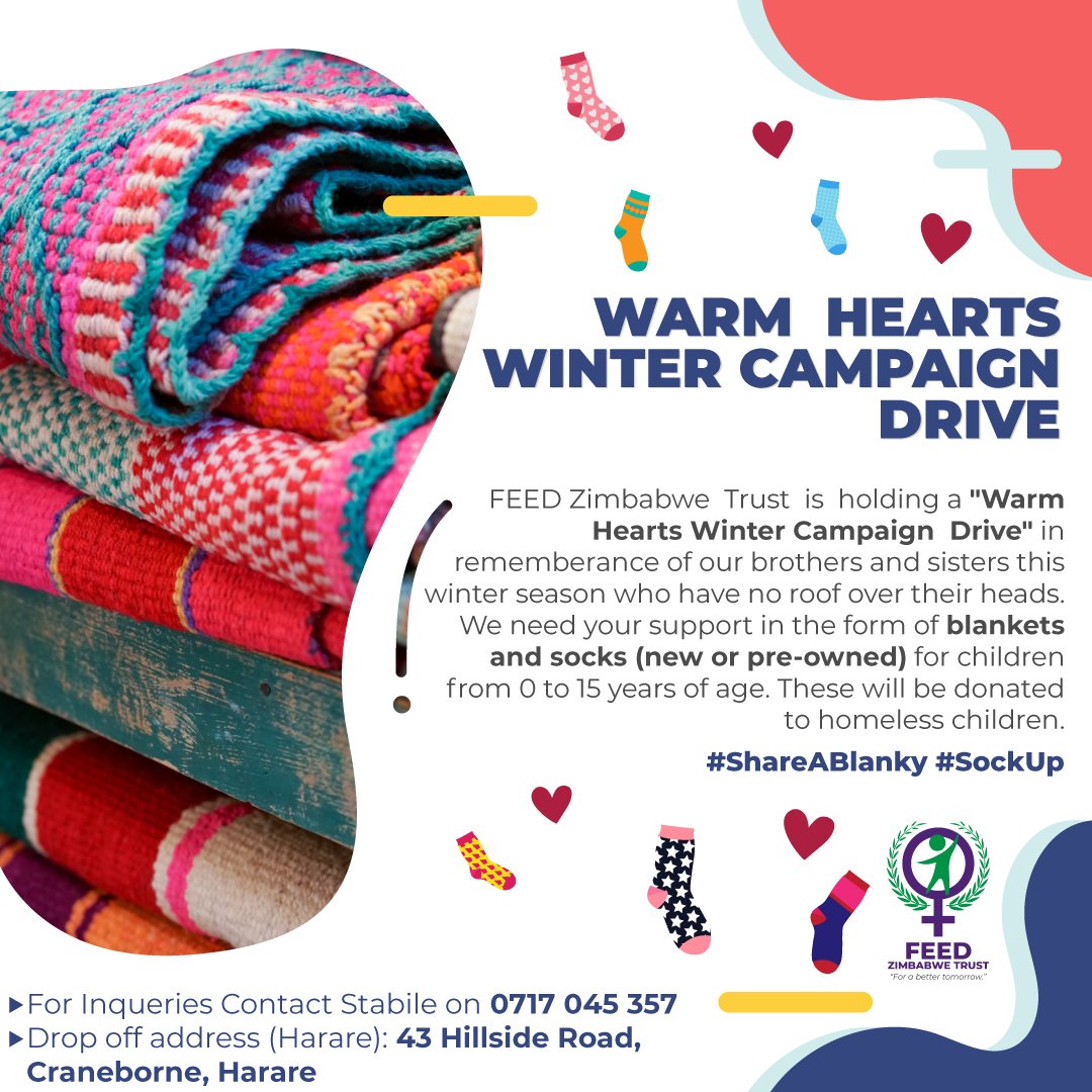 FEED_Zimbabwe's tweet photo. This year's winter  season has been one of the coldest  episodes  we have ever experienced. Due to climate change,  temperatures  have been irregular,  and extremely lower this winter..Let's remember the underprivileged people with no shelter by #SharingABlanky
#Sockup https://t.co/Rt4Lc6SL2G