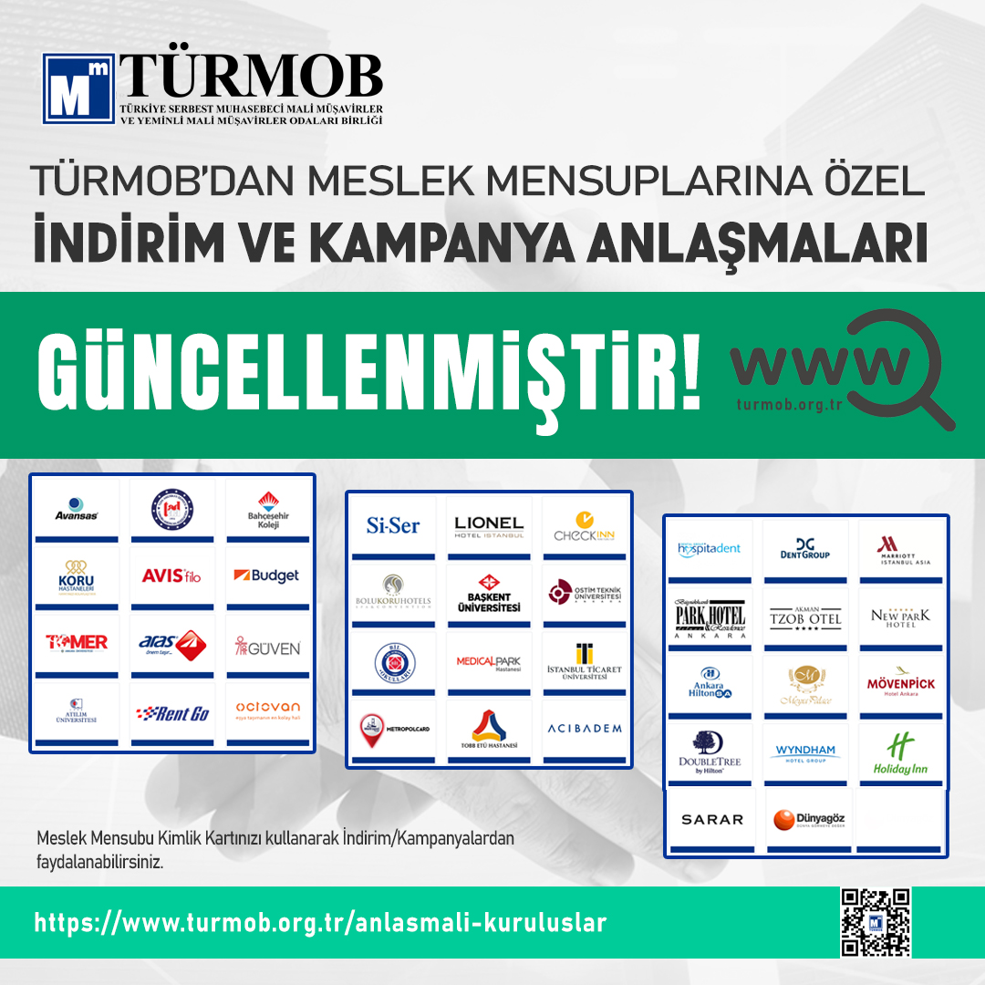 TÜRMOB’DAN MESLEK MENSUPLARINA ÖZEL, İNDİRİM VE KAMPANYA ANLAŞMALARI GÜNCELLENMİŞTİR!...

👉turmob.org.tr/anlasmali-kuru…

#türmob