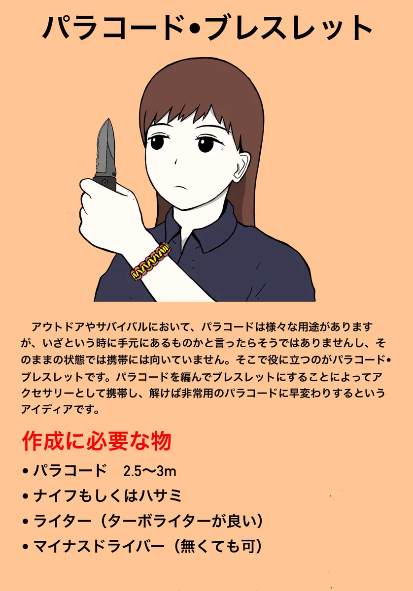 非常時にほどいて使える！パラコード・ブレスレット！