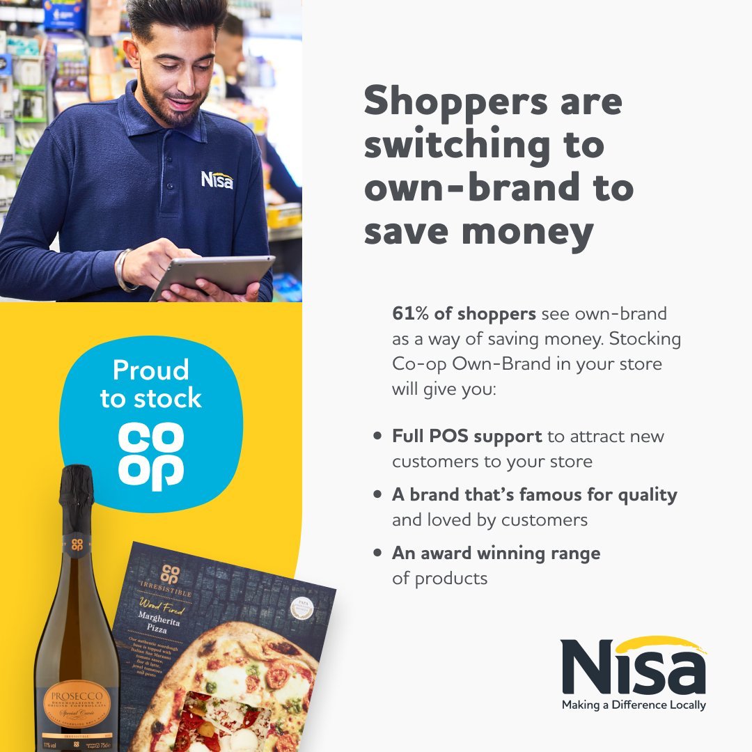 Never has it been more important for retailers to give shoppers a good own-brand offer. At Nisa, there are more than 2,400 <a href="/coopuk/">Co-op</a> products to choose from, across all categories. 
#joinnisa #wednesdaywisdom