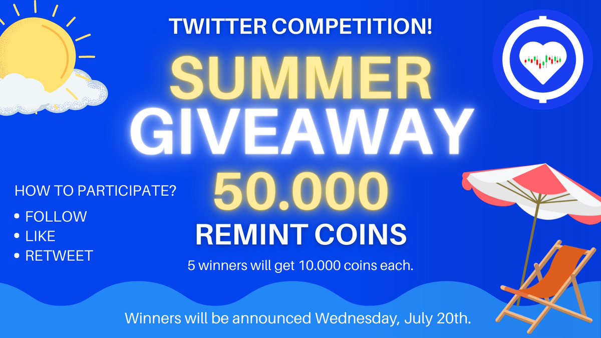 Perp100official's tweet image. Remint Summer Giveaway!

50.000 Remint coins will be split between 5 winners - 10.000 Remint coins each. 

Rules: Follow, Like &amp;amp; Retweet.

Winners will be drawn on July 20th. Good luck!

play.google.com/store/apps/det…

remintapp.com

#giveaway #crypto #blockchain #CryptoMining