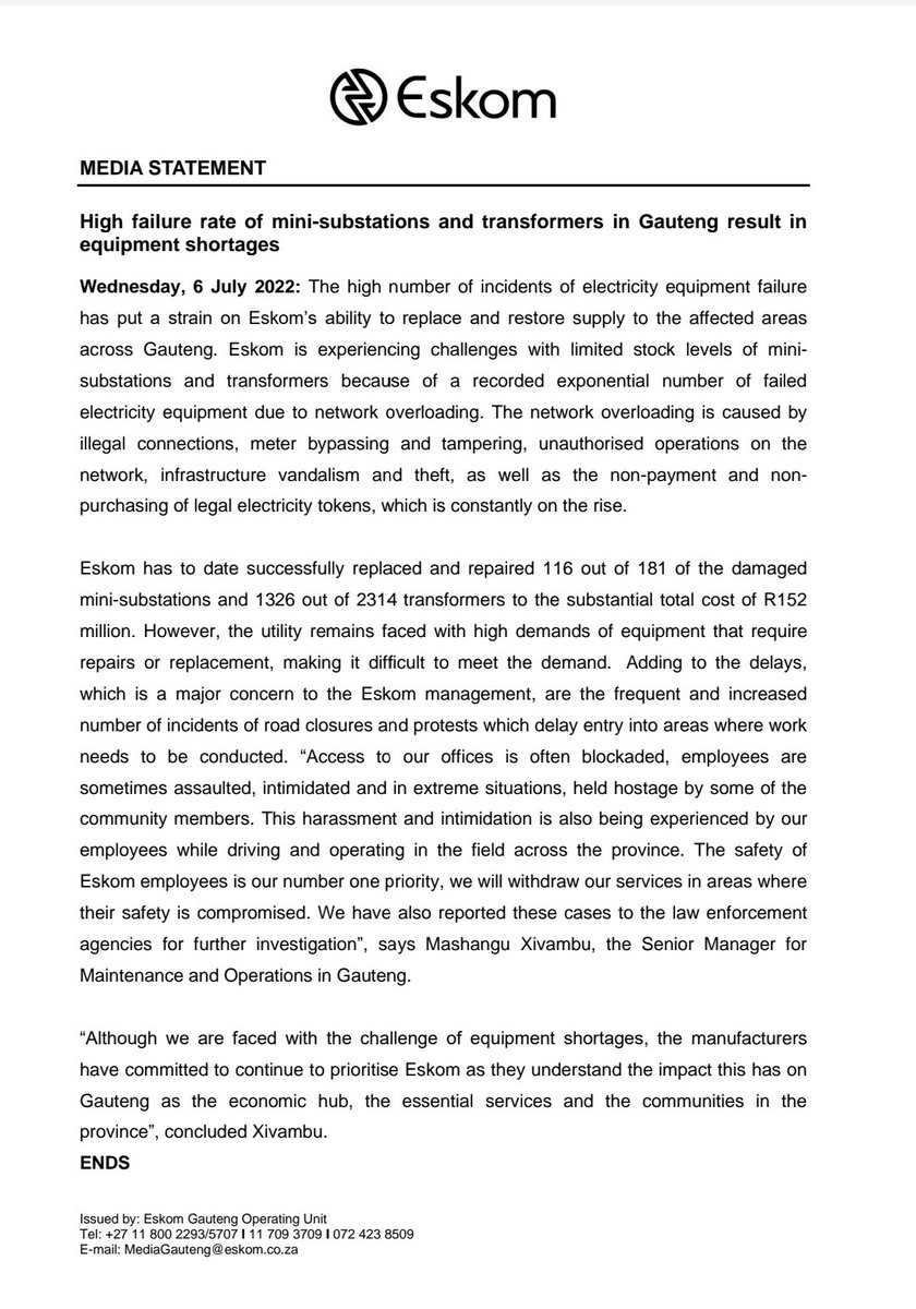 Eskom Hld SOC Ltd tweet media