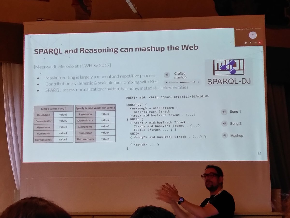 MahsaVafai's tweet image. @albertmeronyo plays #mashups created with the help of #SPARQLDJ in this musical tutorial @isws_semweb 
#ISWS2022