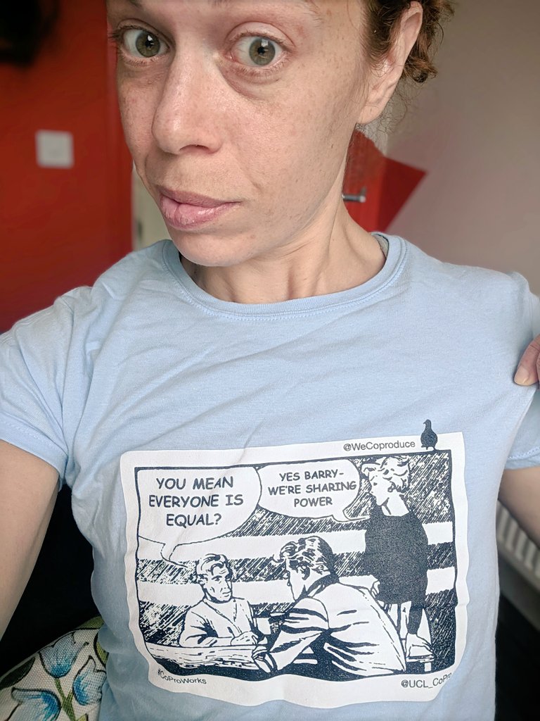 KatyRubinTO's tweet photo. Thanks to @wecoproduce @UCL_CoPro for this hilarious new (free!) t-shirt; the @LTJokersGM all snagged them at yesterday's #NotAnotherCoProductionProject festival! https://t.co/qi13NPuLko