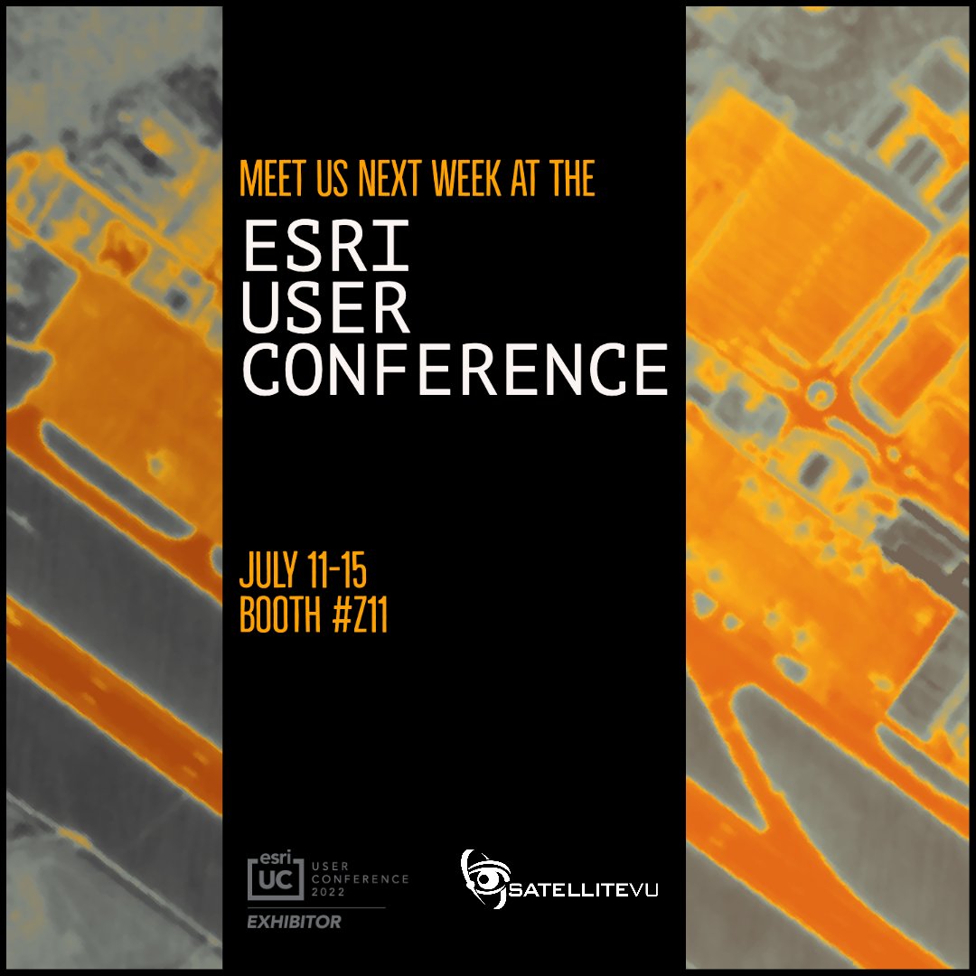 satellitevu's tweet photo. 🚨We're going to #EsriUC in San Diego!
🗓 Meet us on July 11-15 by our booth #Z11 to get the latest updates from our Sales Director, Alex Gow.
See you there!
#thermaldata #datafromspace #satellitedata #satellitetechnology #letsdelivertransparency https://t.co/fcnPJhsv7X