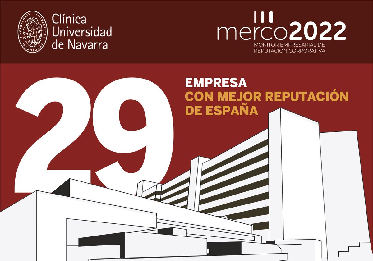Hoy, a través de <a href="/mercoranking/">Merco</a>, somos una vez más reconocidos como una de las empresas con mejor reputación de España.
GRACIAS por destacar las buenas prácticas de nuestros #ProfesionalesdePrimera en las circunstancias adversas de estos 2 años y siempre
cun.es/actualidad/not…
