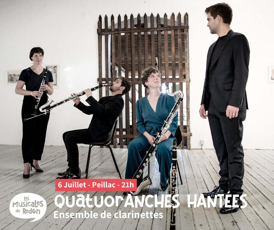 Musicales_Redon's tweet photo. Au programme ce soir, à Peillac :
🎶19h - Concordances, orchestre du territoire de #RedonAgglomeration
🎶21h - Quatuor @ancheshantees, clarinettes sur un programme "Opéra sans diva"
➡️ Infos sur https://t.co/6MgzseL0uu https://t.co/iwfxsZz0zE