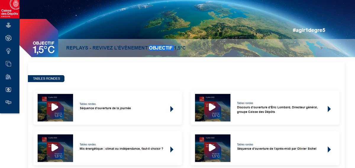 Woh woh woh ! Les #Replays de la journée #Agir1degré5 sont déjà dispo ! 
c'est par ici pour revivre la plénière, les interviews de <a href="/GaspardG_/">Gaspard G</a> , ou encore les ateliers avec <a href="/nlhayani/">Nathalie Lhayani</a> et les experts climatologues qui ont tout donné pour parler AVENIR !
2022.objectif1degre5-cdc.fr/replays