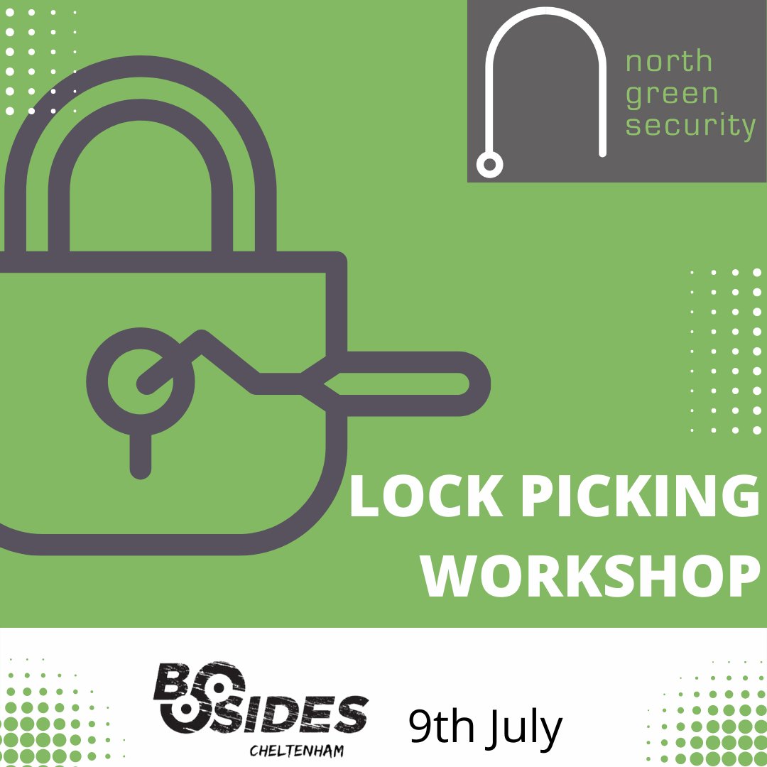 North Green Security (@northgreensecu1) on Twitter photo Only 3 days until <a href="/BSidesChelt/">BSides Cheltenham</a> , make sure you come and check out the lockpicking workshop. Only 3 days until <a href="/BSidesChelt/">BSides Cheltenham</a> , make sure you come and check out the lockpicking workshop.