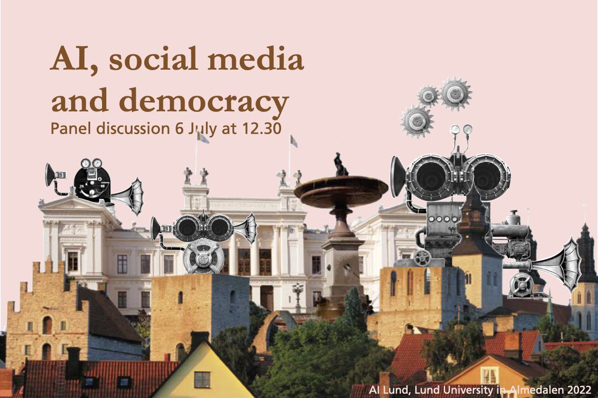 To day 12.25 CET: AI Lund online lunch seminar: AI, social media and democracy - panel discussion from #Almedalen2022.
Sign up at: ai.lu.se/2022-07-06