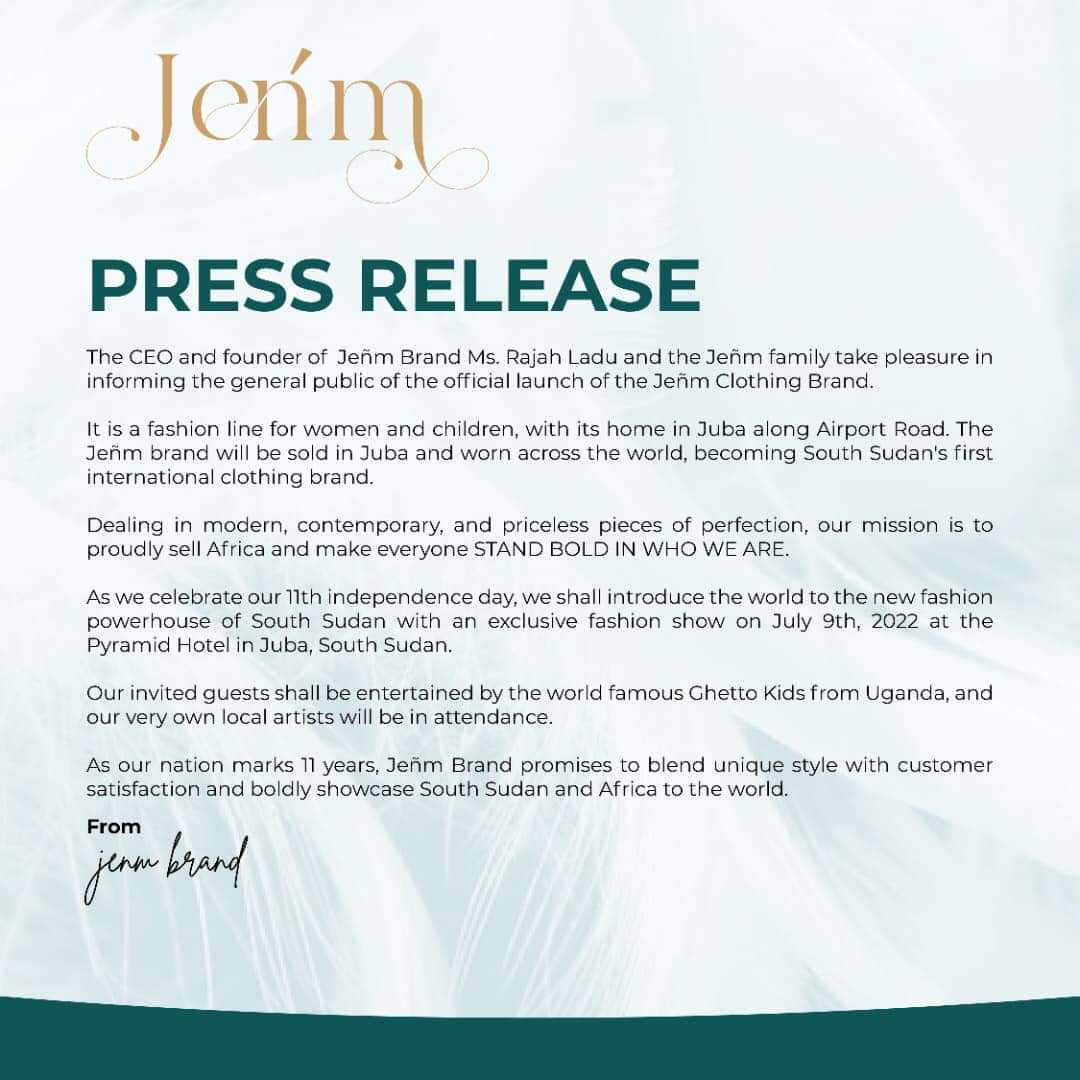 #SouthSudan July 9th Launch of #Jenmbrand