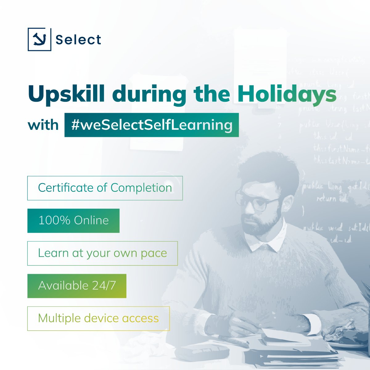 SelectTraining's tweet image. Set yourself up for success and upgrade your skillsets during the holidays.
Learn anytime and from anywhere at your own pace.
Visit our website to learn more:
selecttraining.ae/weselectselfle…
.
.
.
#selecttraining #upskill #learning #corporatetraining #remotelearning #certified #upgrade