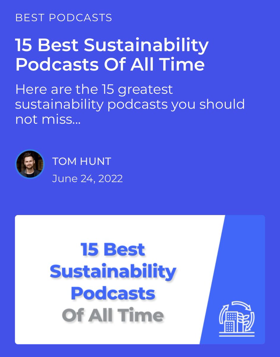 Many thanks to Bcast.fm &amp; <a href="/tomhuntio/">Tom Hunt</a> for the shoutout of <a href="/SustFut_Podcast/">A Sustainable Future Podcast</a> in the 15 Best Sustainability Podcasts of All Time. <a href="/ManGroup/">Man Group</a> 

bcast.fm/blog/best-sust…