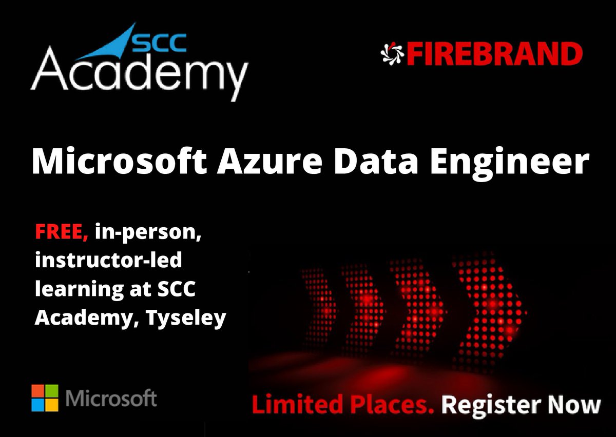 SCCAcademyUK's tweet photo. Find out more about the Microsoft Azure Data Engineering Skills Bootcamp.  Free in-person, instructor-led teaching. Limited spaces available https://t.co/yWndt9UQlE