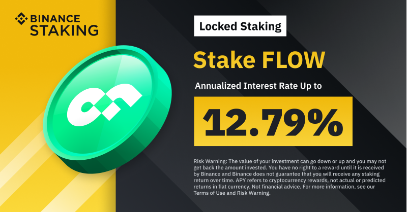 binance's tweet photo. #Binance Staking launches @flow_blockchain $FLOW staking with up to 12.79% rewards rates!