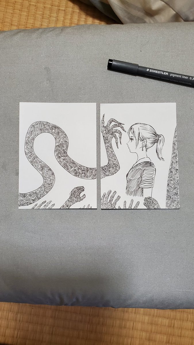 _A_Winter's tweet image. 「影」
#イラスト
#イラスト好きさんと繋がりたい
#絵描きさんと繋がりたい
#落書き #オリジナル 
#一発描き
#sketches