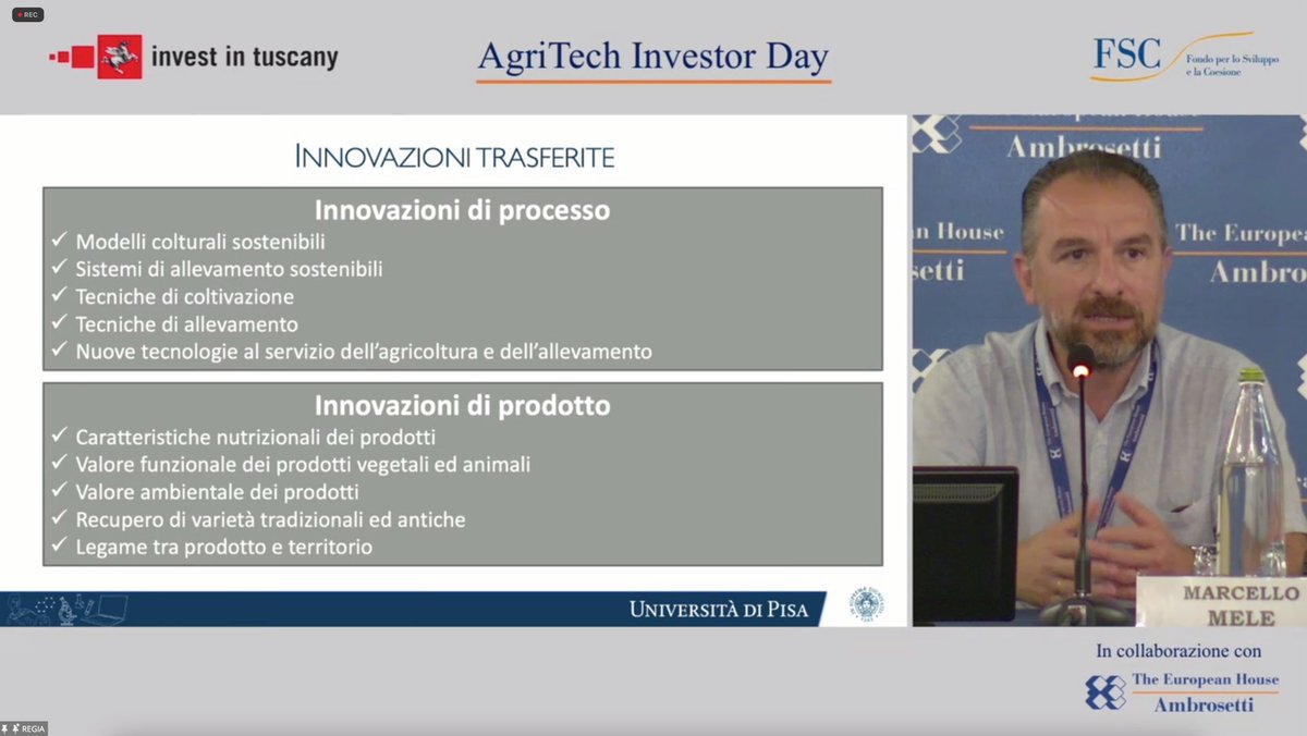 investintuscany's tweet photo. Marcello Mele
Prof. Ordinary @Unipisa
Tuscany's #agribusiness system is made up of small companies that benefit from the #research system. In 2014-21 #UniPisa developed 40+ innovation transfer projects.
#agritechinvestorday
@Ambrosetti_ https://t.co/5O41oqN1H6