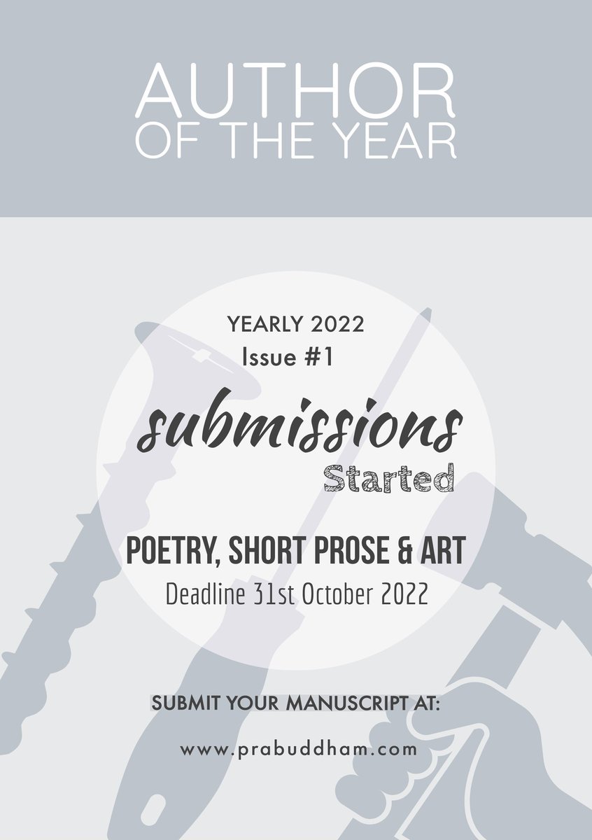 PrabuddhamBooks's tweet photo. Prabuddham Publication is now accepting submissions of poetry, prose, and art for its Yerly 2022 issue! Deadline is October 31st. For submission guidelines, visit https://t.co/CKp2XF1KqU #subsopen
#callforsubmissions https://t.co/gc1XurGm3n
