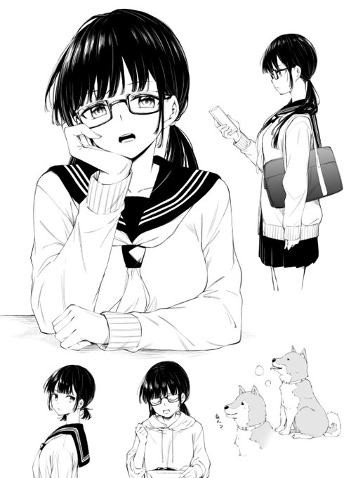 メガネの女の子(と犬) 