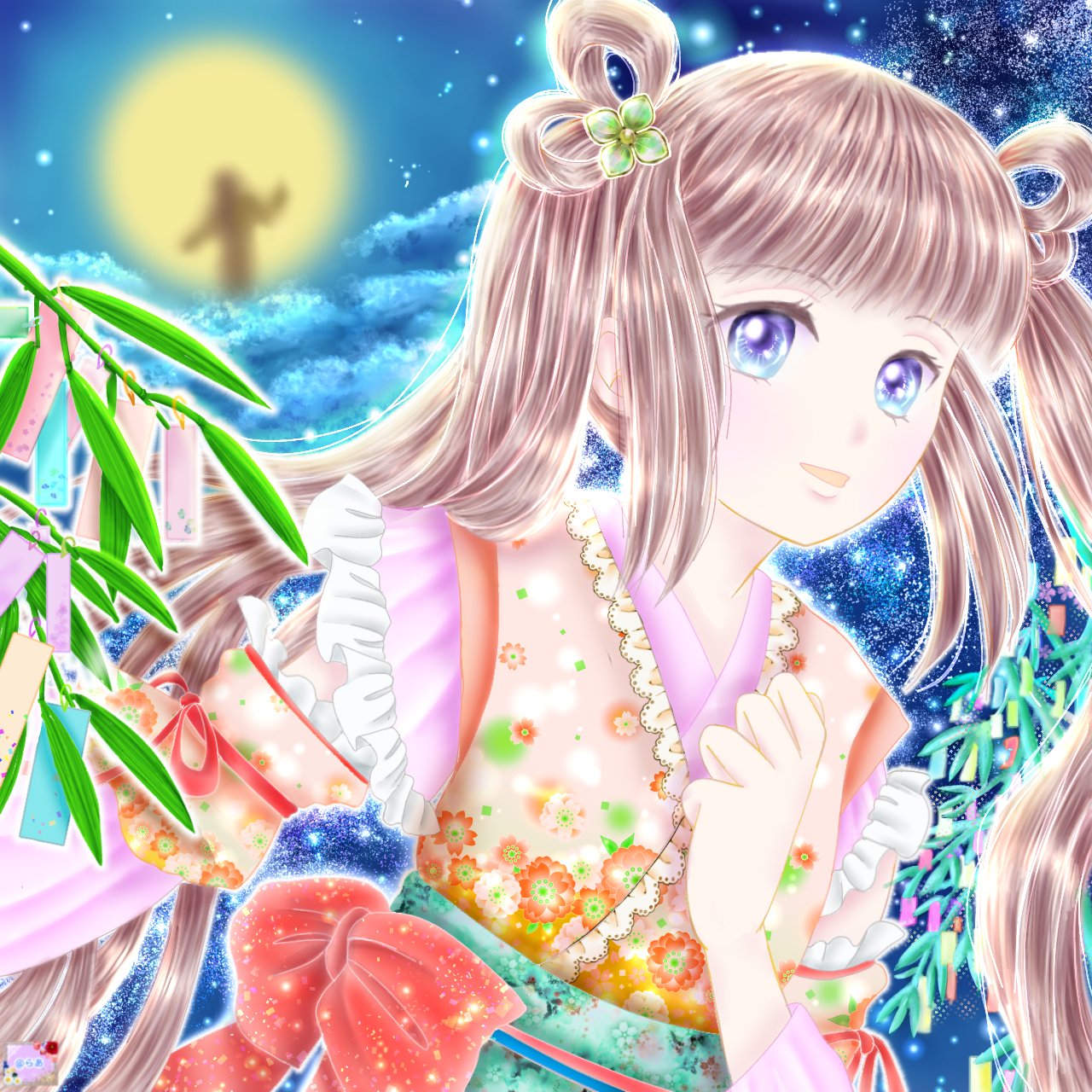 らあ 七夕の夜 あなたは誰と どんな想いを抱きながら 空を見上げますか メイキングは こちらからも見れまーす T Co Lir9flim9a Ibispaint イラスト好きさんと繋がりたい みんなで楽しむtwitter展覧会 イラスト好きな人と繋がりたい 七夕