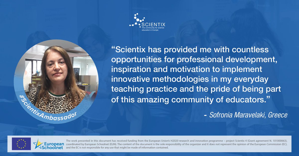 👩‍🏫 For Sofronia Maravelaki, from 🇬🇷, Scientix is a source of opportunity and motivation, as well as pride in her belonging to a group 🔥🤗
#ScientixAmbassadorVisibilityCampaign
<a href="/FryniMarvel/">Fryni Marvel</a>