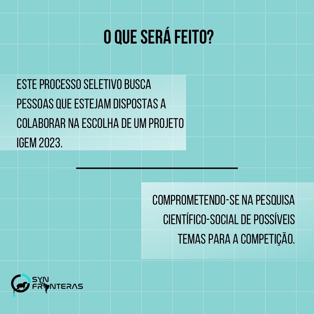 synfronteras's tweet photo. Finalmente chegou o momento! A equipe SynFronteras está abrindo espaço para novos membros🤘🏼 
Dessa vez, as principais atividades de novos integrantes serão voltadas para a escolha do tema do nosso próximo projeto IGEM.  Se interessou? O formulário estará disponível na nossa bio https://t.co/1yQ7OCCDXL