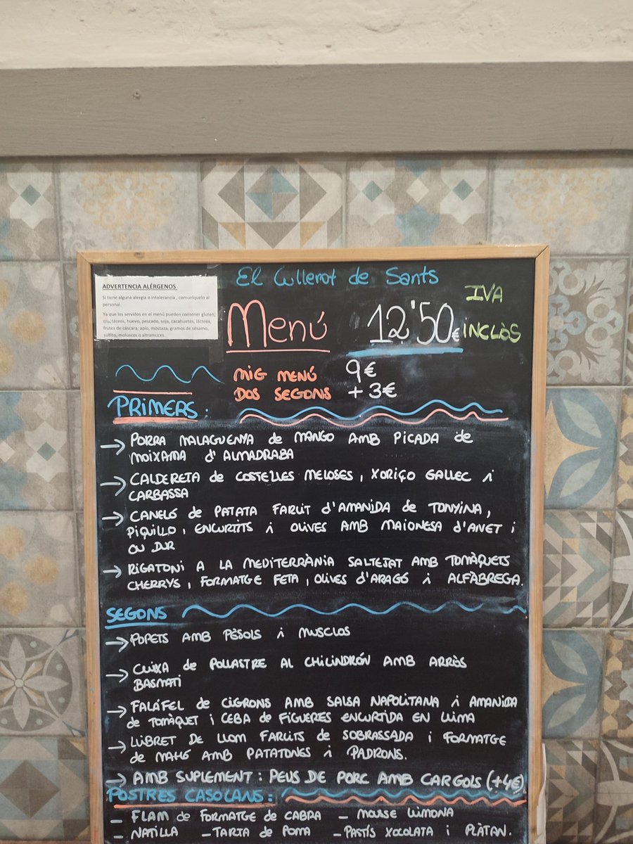 CullerotDe's tweet photo. Bon dia!avui tenim en el @CullerotDe #sants aquest menú https://t.co/3QKnj9ZWb8