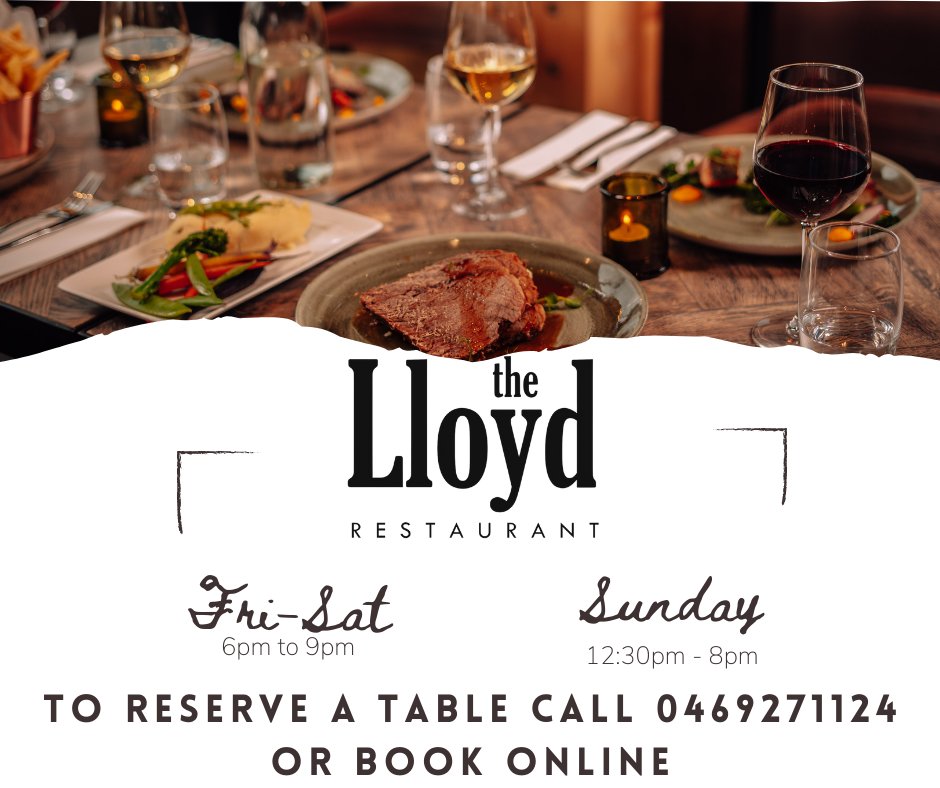 ParkRiKells's tweet photo. Planning your weekend outing?😋 "The Lloyd Restaurant"  in Park Ri #Kells is open from Fri &amp; Sat: 6pm - 9pm &amp; Sunday: 12:30pm - 8pm a🥰Choose from our extensive menu (we also have a Kids Menu)-
To reserve a table call 0469271124 or book online here....  https://t.co/O5y10D59r1 https://t.co/zZMnZTmgtN