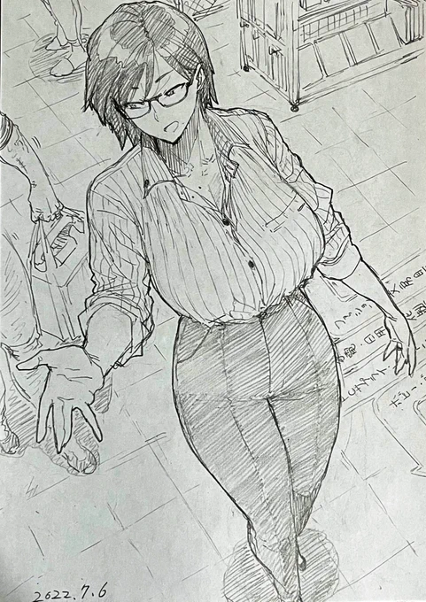 ディスカウントストアで見かけたシャツぱつぱつショーカットめがね奥さん

#本能のラクガキ 